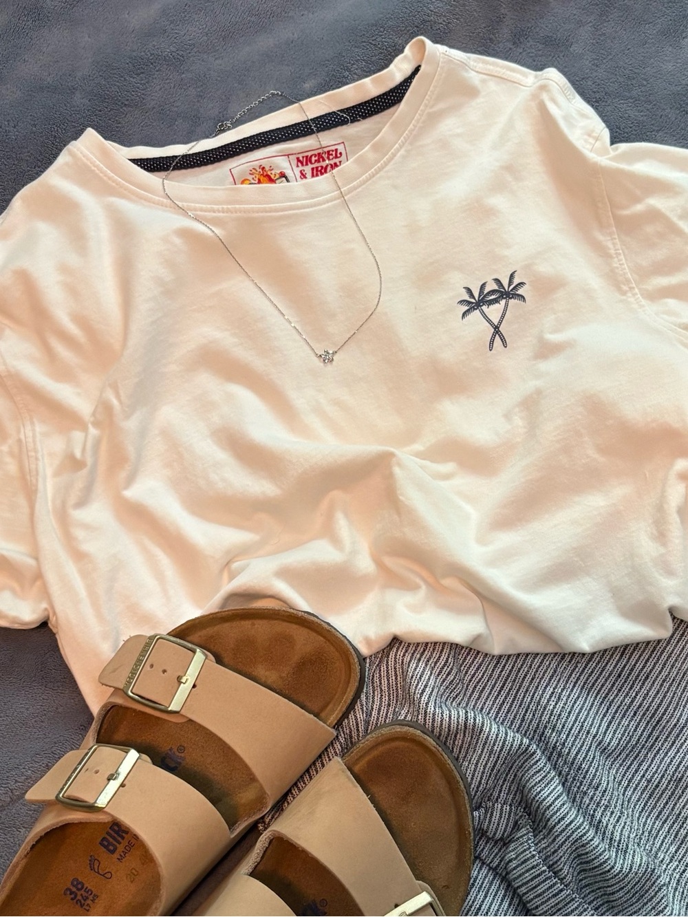 White Palm Tree Beachy Tee